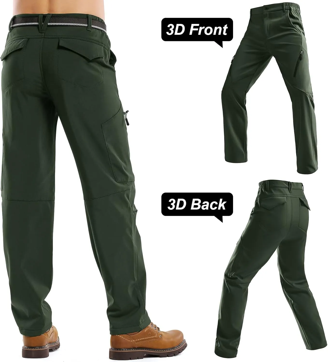 Jessie Kidden Mens Waterproof Hiking Pants, Outdoor Snow Ski Fishing Fleece Lined Insulated Soft Shell Winter Pants