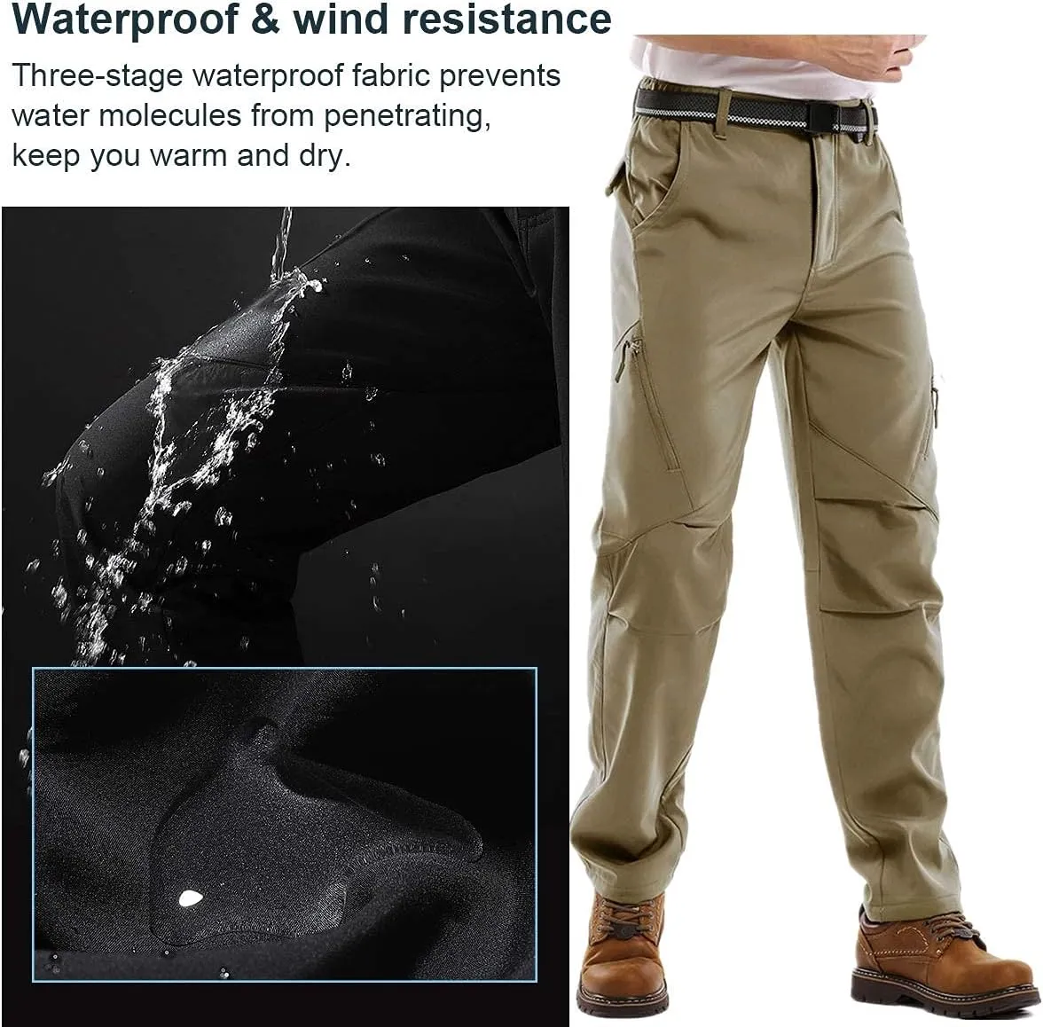 Jessie Kidden Mens Waterproof Hiking Pants, Outdoor Snow Ski Fishing Fleece Lined Insulated Soft Shell Winter Pants