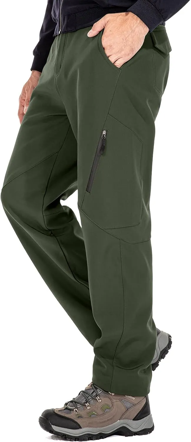 Jessie Kidden Mens Waterproof Hiking Pants, Outdoor Snow Ski Fishing Fleece Lined Insulated Soft Shell Winter Pants