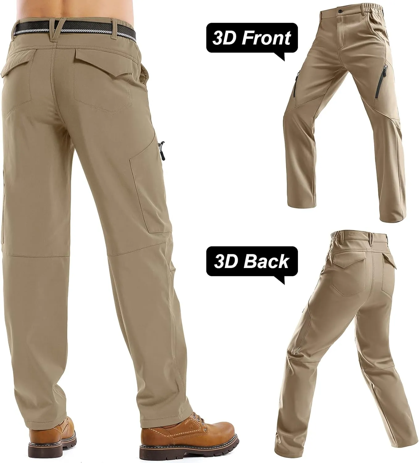 Jessie Kidden Mens Waterproof Hiking Pants, Outdoor Snow Ski Fishing Fleece Lined Insulated Soft Shell Winter Pants
