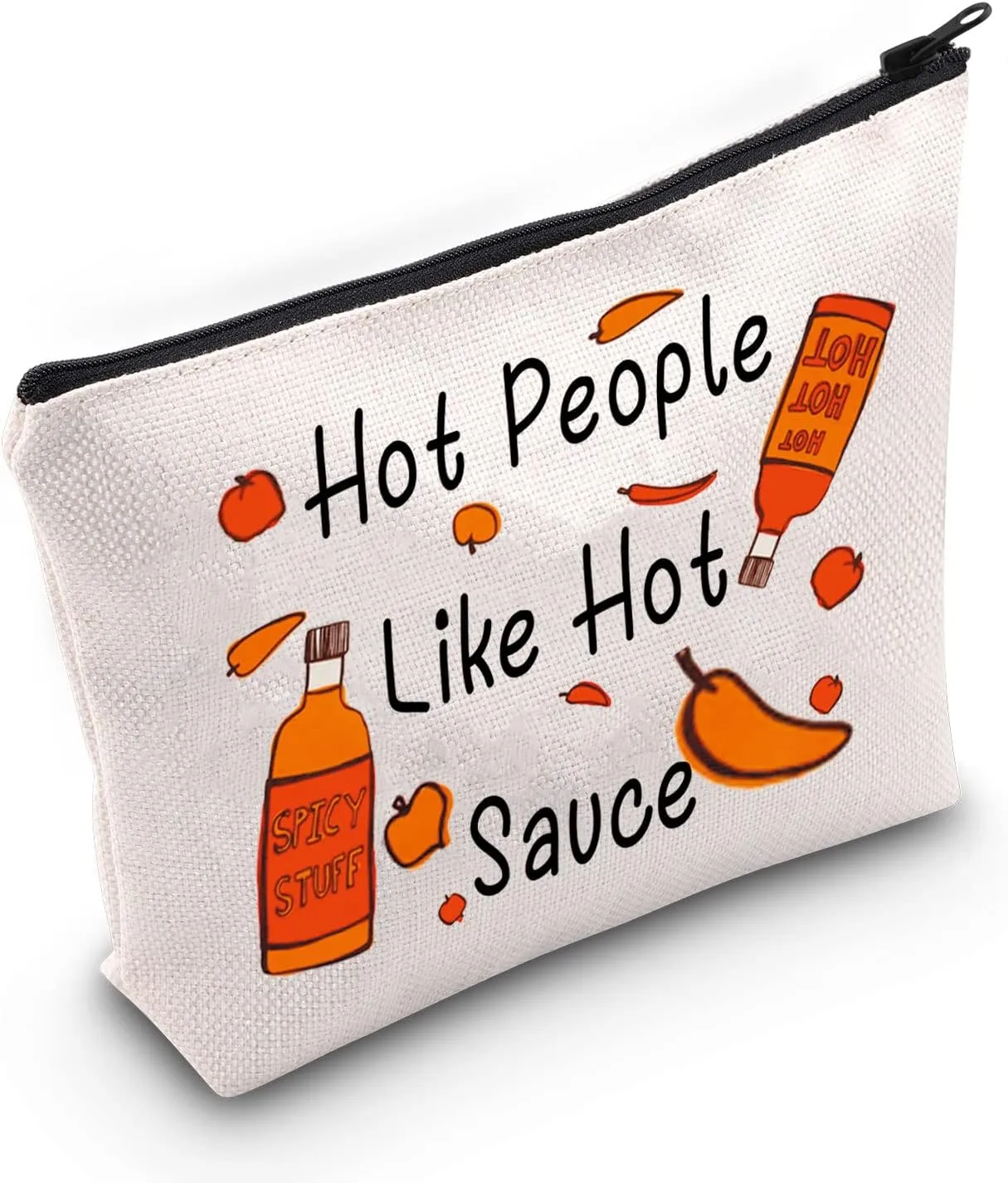 JNIAP Hot Sauce Gift Spicy Hot Mexican Food Lover Travel Cosmetic Bag Pepper Themed Gifts Makeup Bag Hot People Like Hot Sauce Toiletry Zipper Pouch