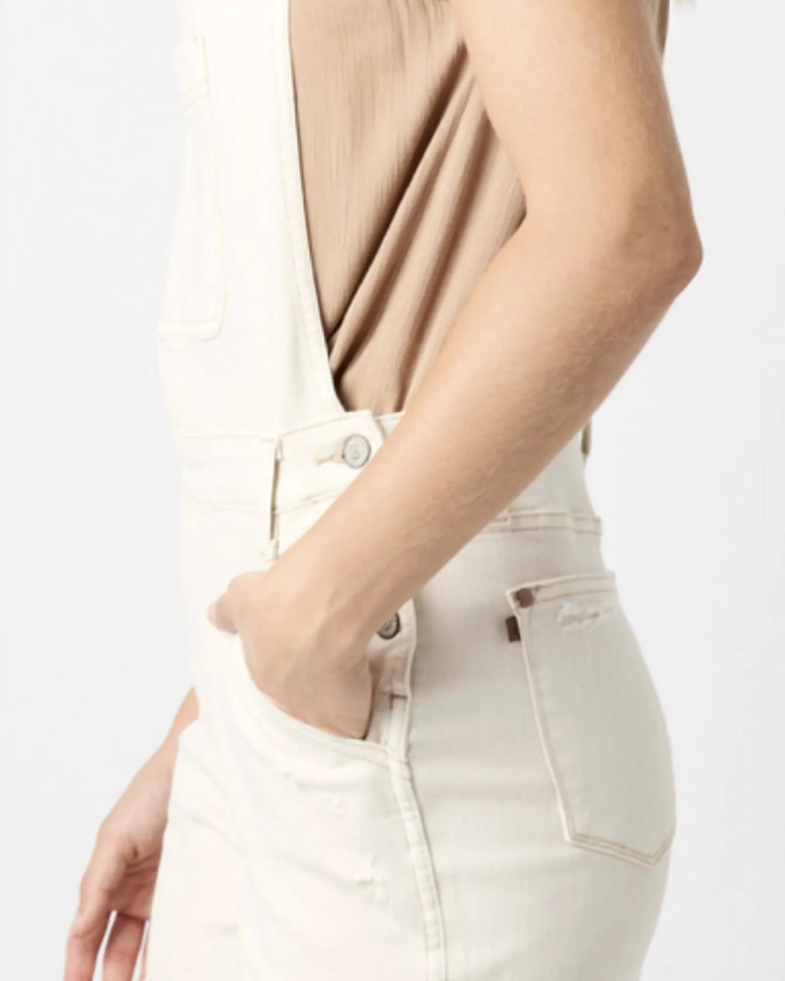 Judy Blue Ecru Destroy Overall Shorts In Ecru | Ecru