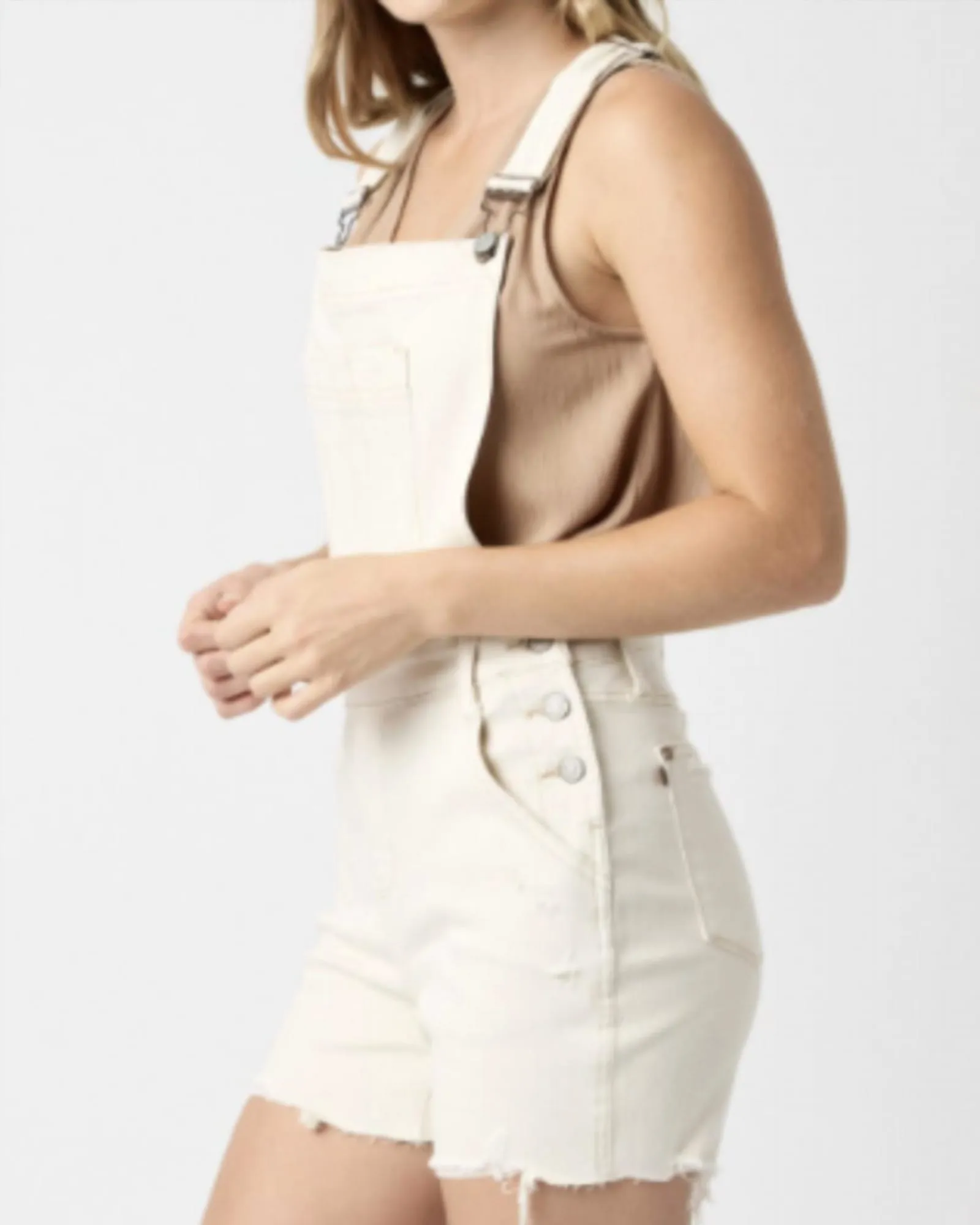Judy Blue Ecru Destroy Overall Shorts In Ecru | Ecru