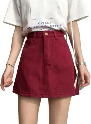JYHBHMZG High Waisted Denim Short Skirt for Women Summer Student Mini Skirt Korean A-Line Skirts