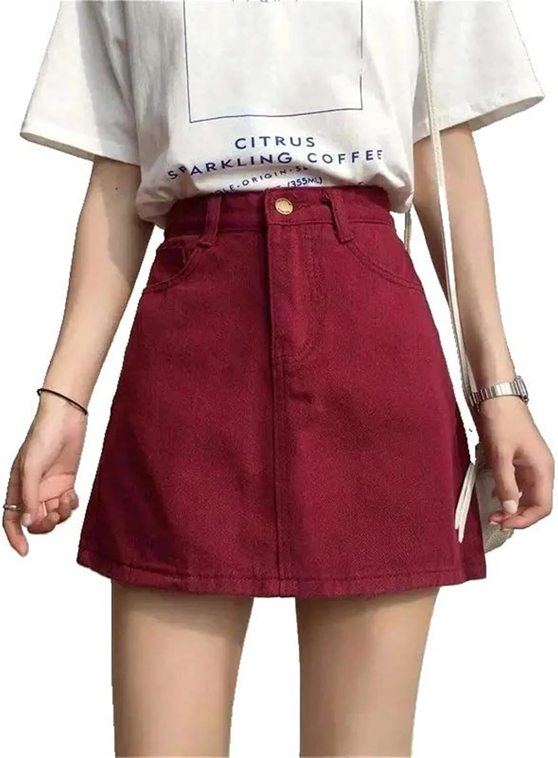JYHBHMZG High Waisted Denim Short Skirt for Women Summer Student Mini Skirt Korean A-Line Skirts