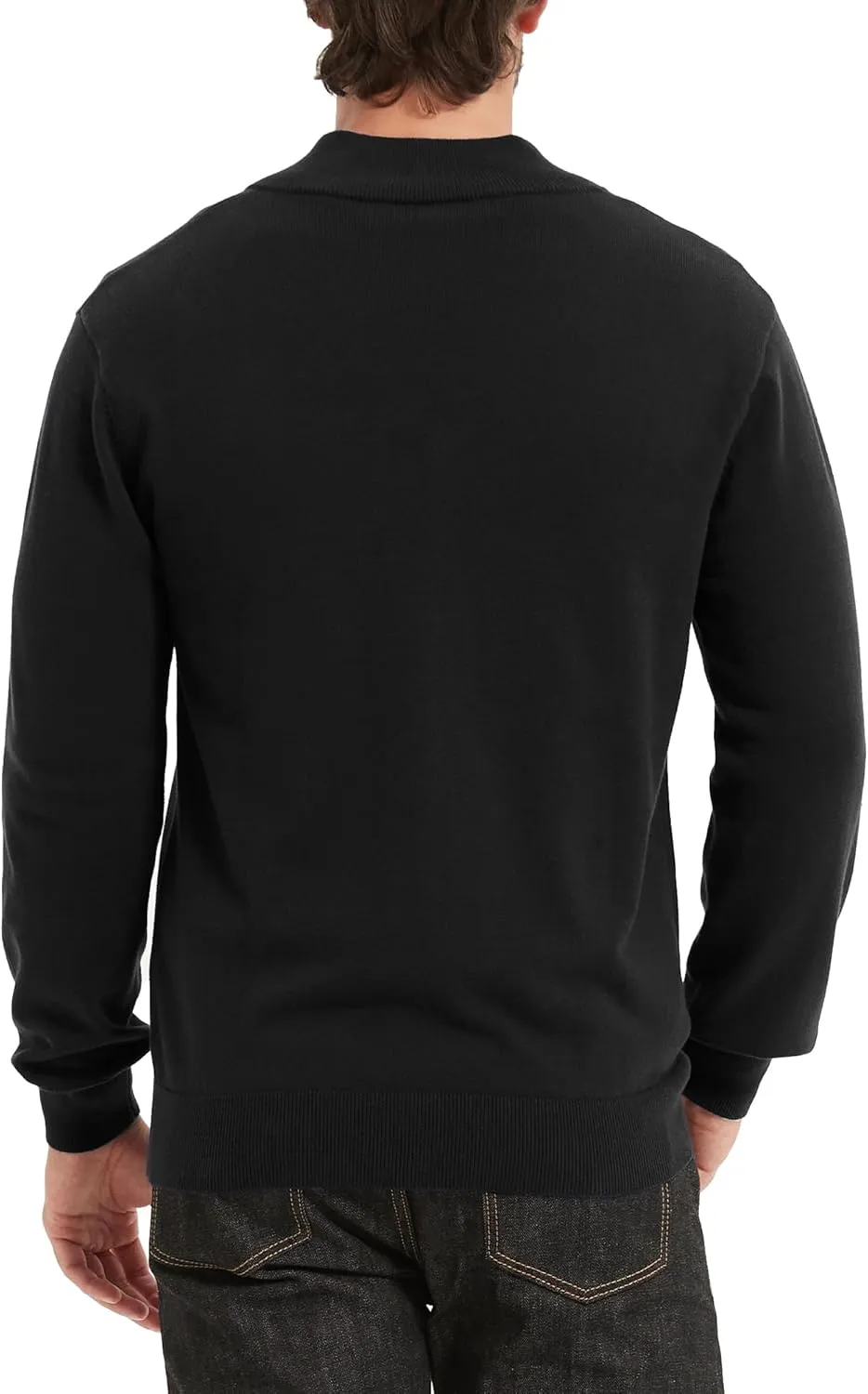 Kallspin Men's Pure Cotton Full Zip Up Sweater Cardigan Stand Collar Lightweight Knitted Cardigan Casual Outerwear