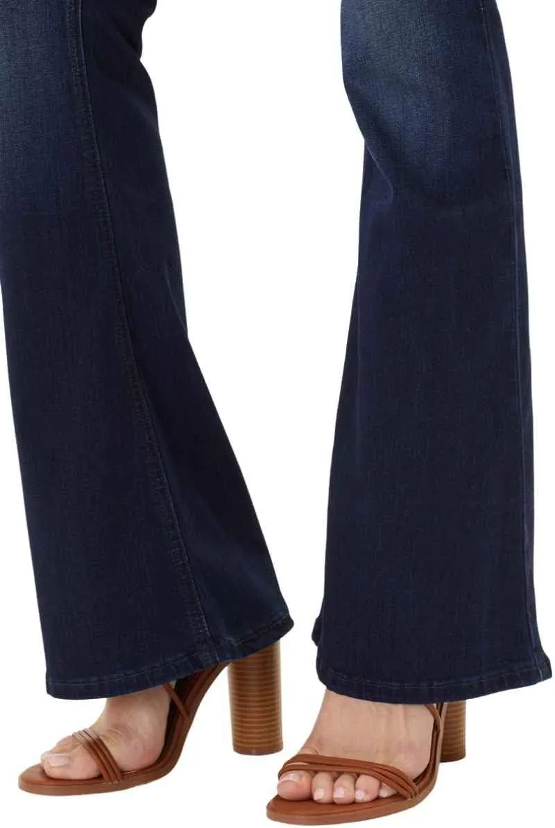 Kan Can Women's Mid Rise Flare Hem Jeans