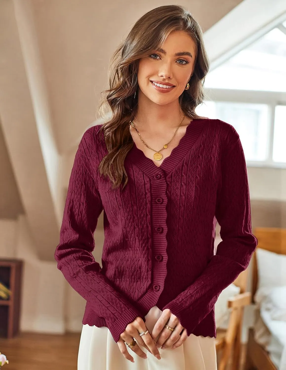 KANCY KOLE Women's 2025 Long Sleeve Cropped Cardigan Sweaters Lightweight Crochet Button Down Cardigan Shrugs for Dresses