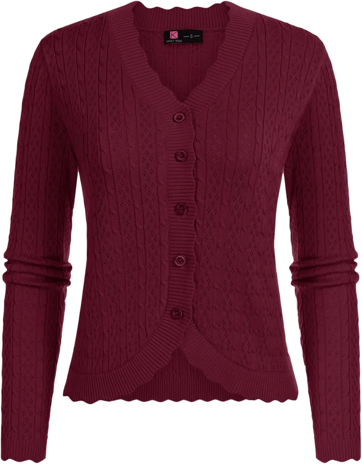 KANCY KOLE Women's 2025 Long Sleeve Cropped Cardigan Sweaters Lightweight Crochet Button Down Cardigan Shrugs for Dresses