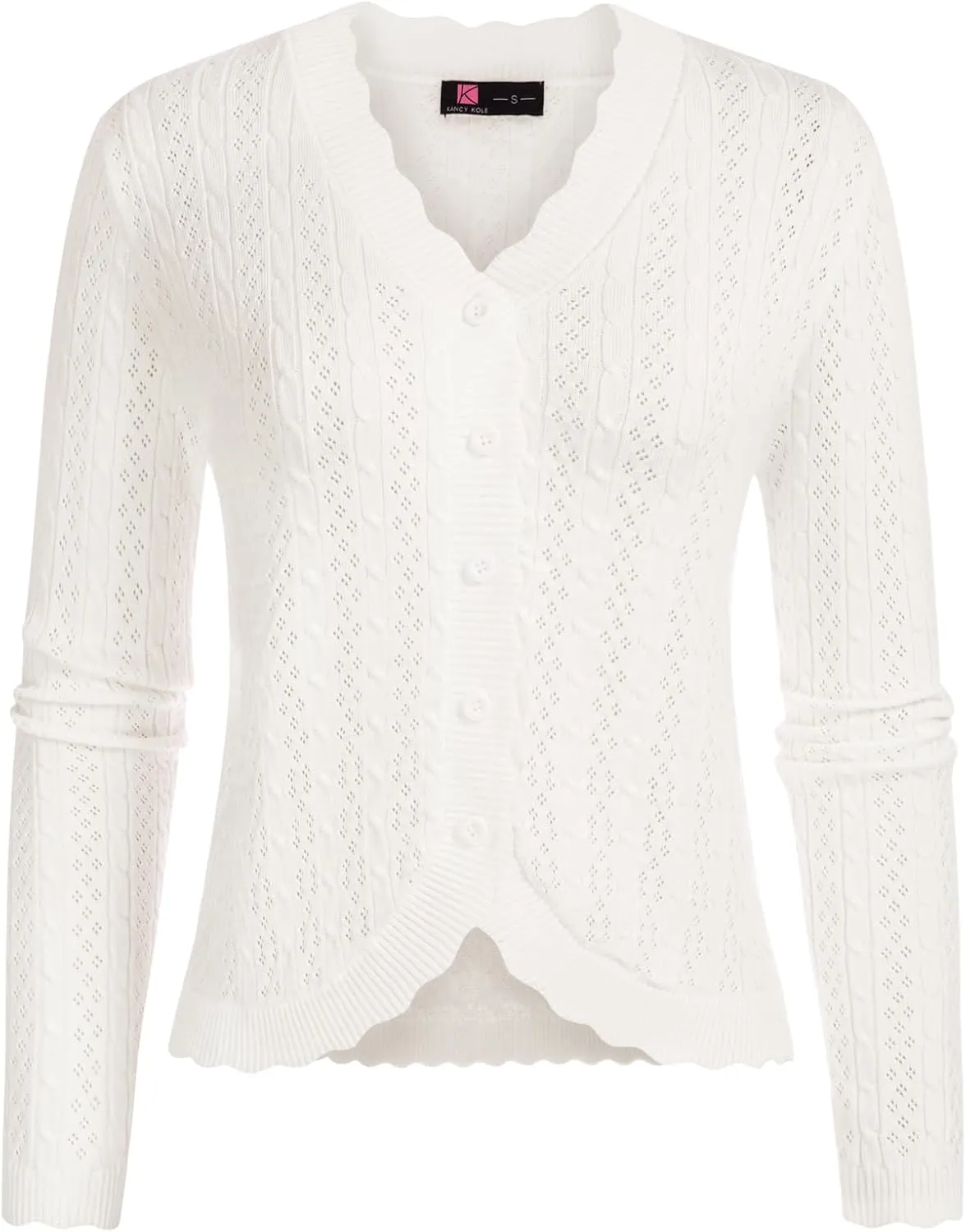 KANCY KOLE Women's 2025 Long Sleeve Cropped Cardigan Sweaters Lightweight Crochet Button Down Cardigan Shrugs for Dresses