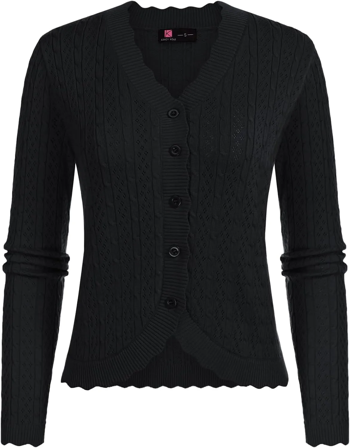 KANCY KOLE Women's 2025 Long Sleeve Cropped Cardigan Sweaters Lightweight Crochet Button Down Cardigan Shrugs for Dresses