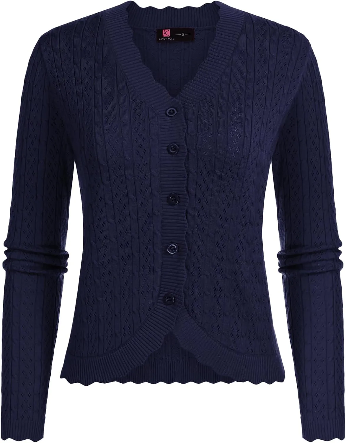 KANCY KOLE Women's 2025 Long Sleeve Cropped Cardigan Sweaters Lightweight Crochet Button Down Cardigan Shrugs for Dresses