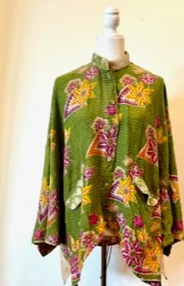 Kantha Cotton Embroidered Tunic: Best Seller (Green)