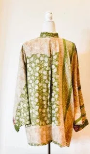 Kantha Cotton Embroidered Tunic: Best Seller (Green)