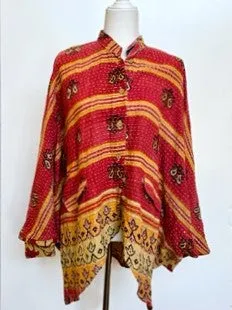 Kantha Cotton Embroidered Tunic: Best Seller (Stripe/Floral) New Print