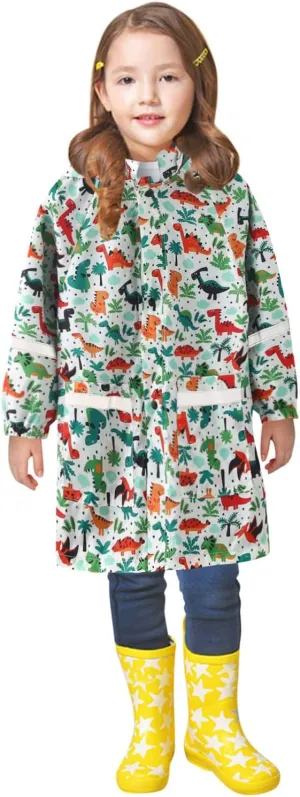 Kids Hooded Raincoat Print Rain Windproof Outwear Reflective Soccer Gear for Kids Trench Coat Hoodies Clothes Long Apron