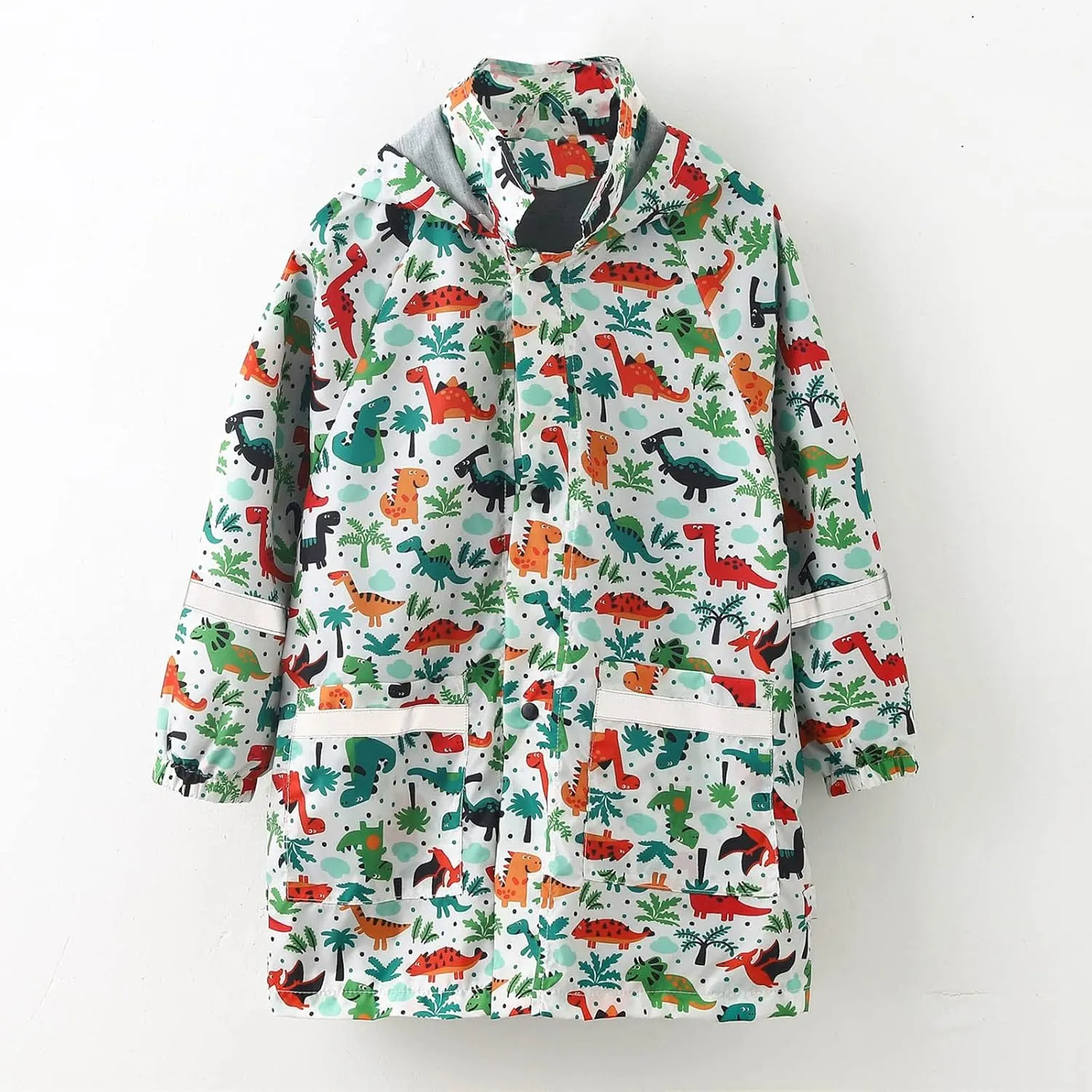 Kids Hooded Raincoat Print Rain Windproof Outwear Reflective Soccer Gear for Kids Trench Coat Hoodies Clothes Long Apron