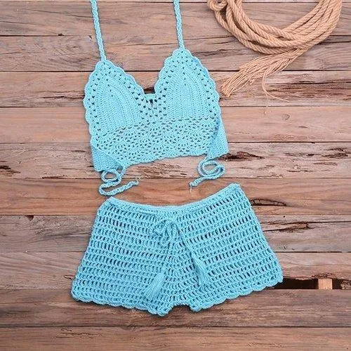Knitted Two Pieces Push-Up Bikini Set