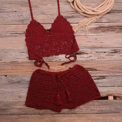 Knitted Two Pieces Push-Up Bikini Set