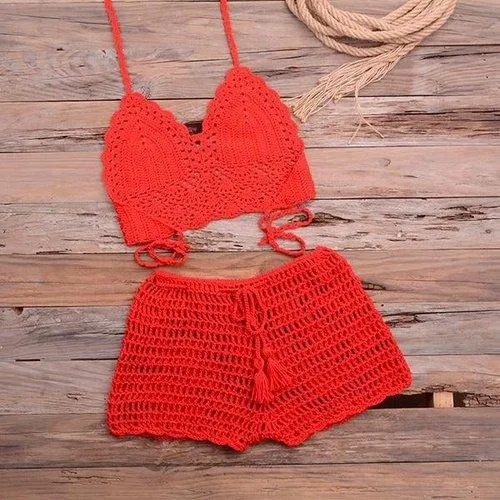 Knitted Two Pieces Push-Up Bikini Set