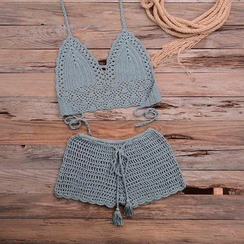 Knitted Two Pieces Push-Up Bikini Set