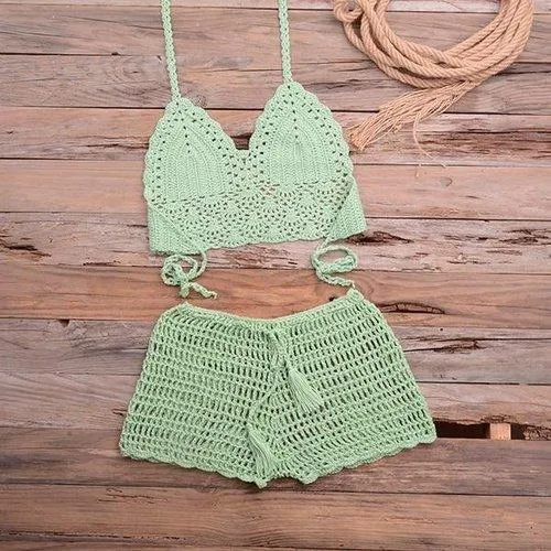 Knitted Two Pieces Push-Up Bikini Set