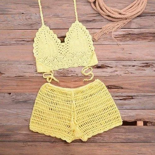 Knitted Two Pieces Push-Up Bikini Set