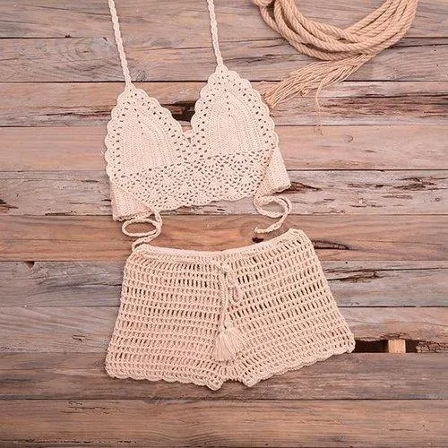Knitted Two Pieces Push-Up Bikini Set