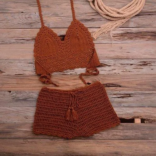 Knitted Two Pieces Push-Up Bikini Set