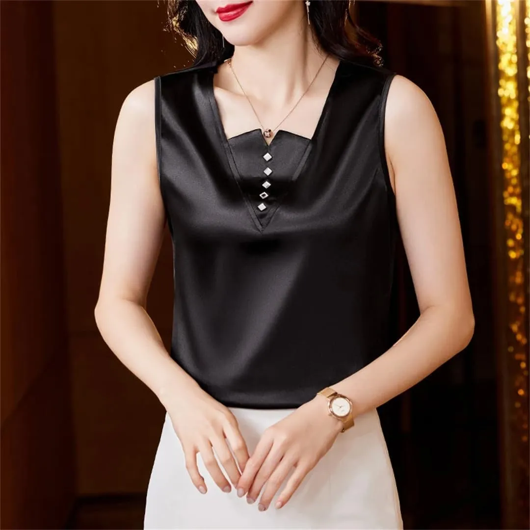 Korean Fashion Women Tank Tops Solid Color Casual Camisole Spring Summer Sleeveless Vest Shirt