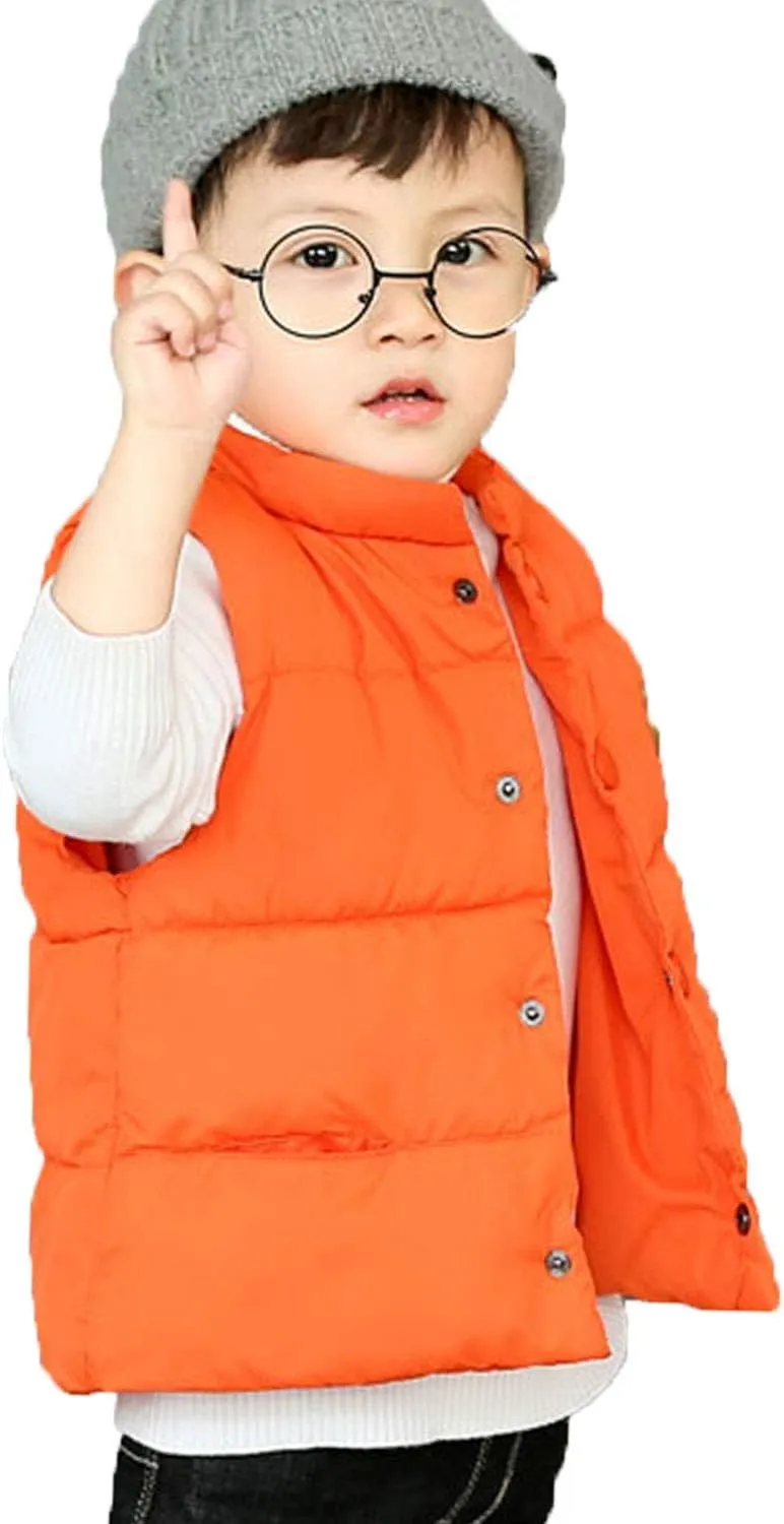LANBAOSI Baby Girls&Boys Winter Cute High Neck Vest Lightweight Puffer Sleeveless Jacket