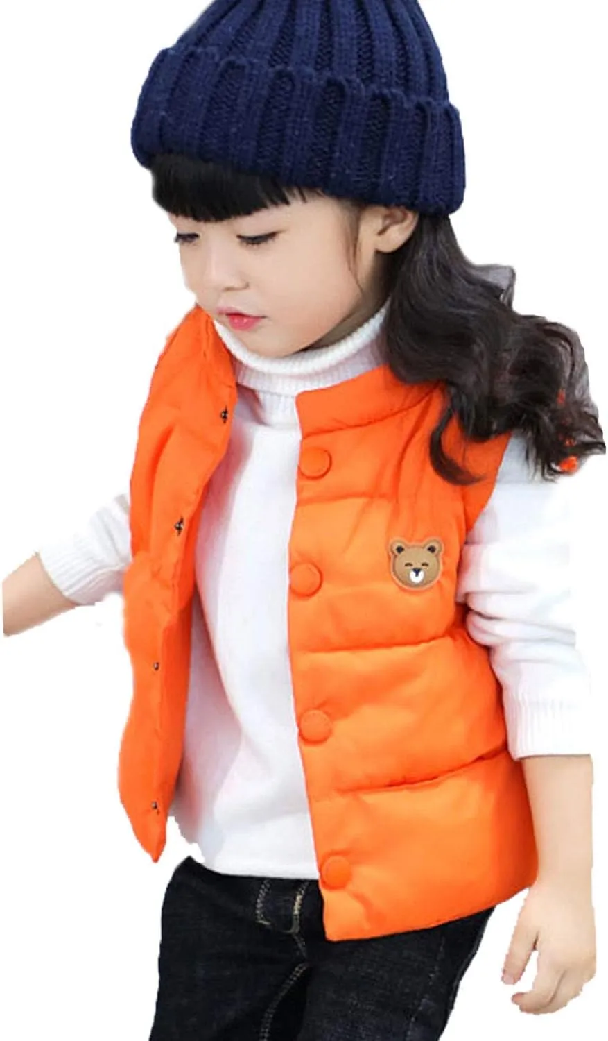 LANBAOSI Baby Girls&Boys Winter Cute High Neck Vest Lightweight Puffer Sleeveless Jacket