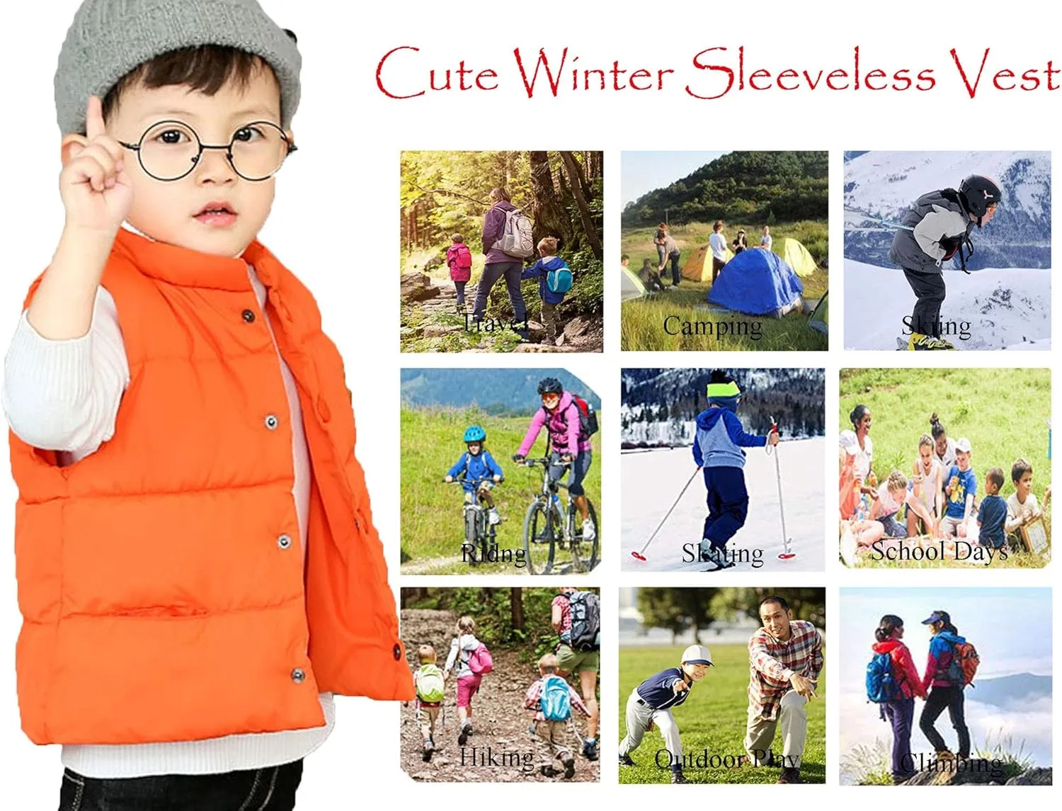 LANBAOSI Baby Girls&Boys Winter Cute High Neck Vest Lightweight Puffer Sleeveless Jacket