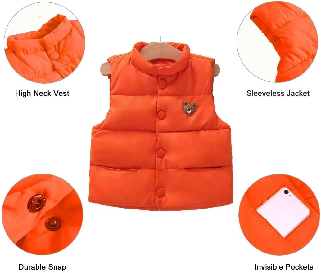 LANBAOSI Baby Girls&Boys Winter Cute High Neck Vest Lightweight Puffer Sleeveless Jacket