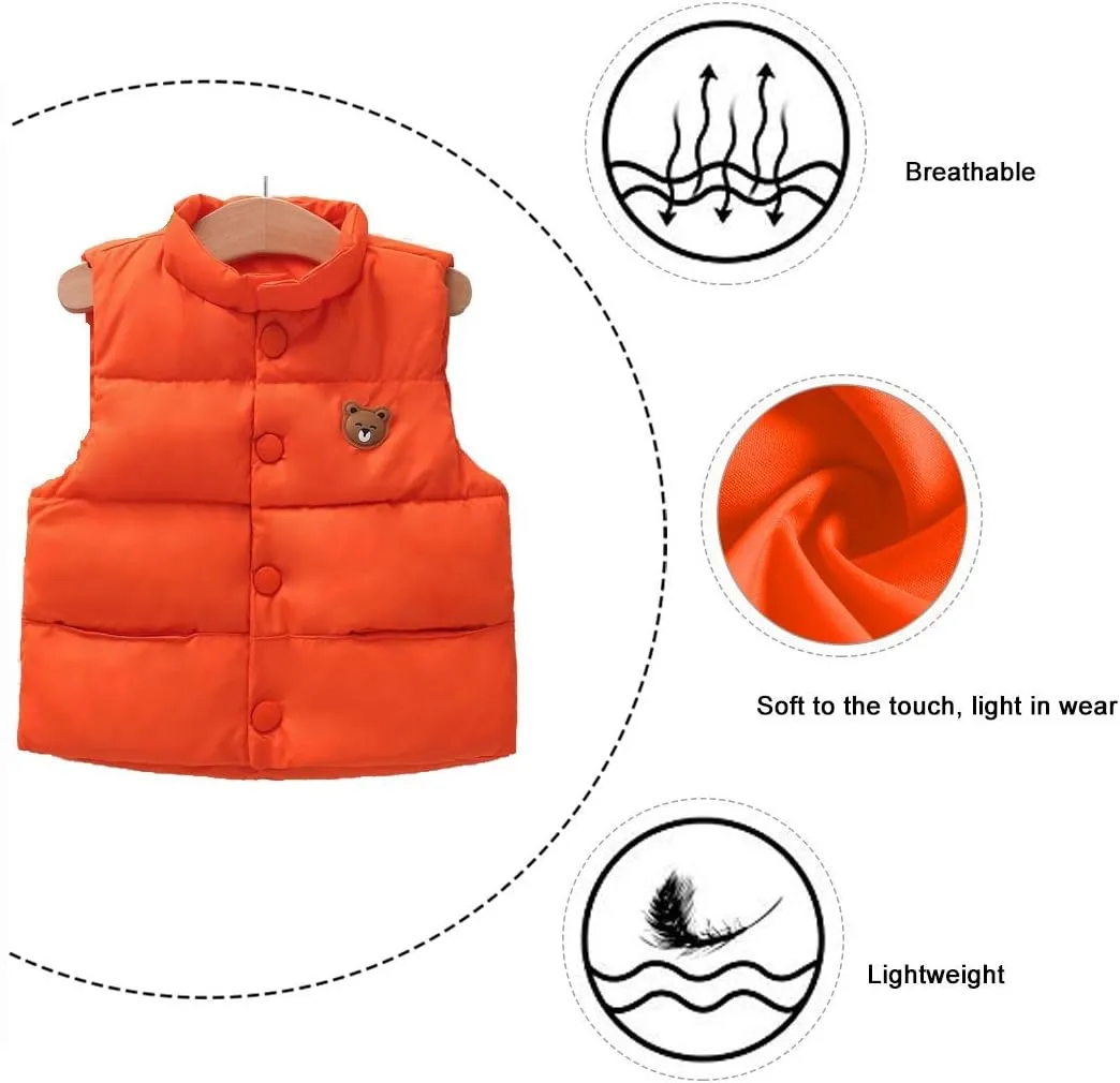 LANBAOSI Baby Girls&Boys Winter Cute High Neck Vest Lightweight Puffer Sleeveless Jacket