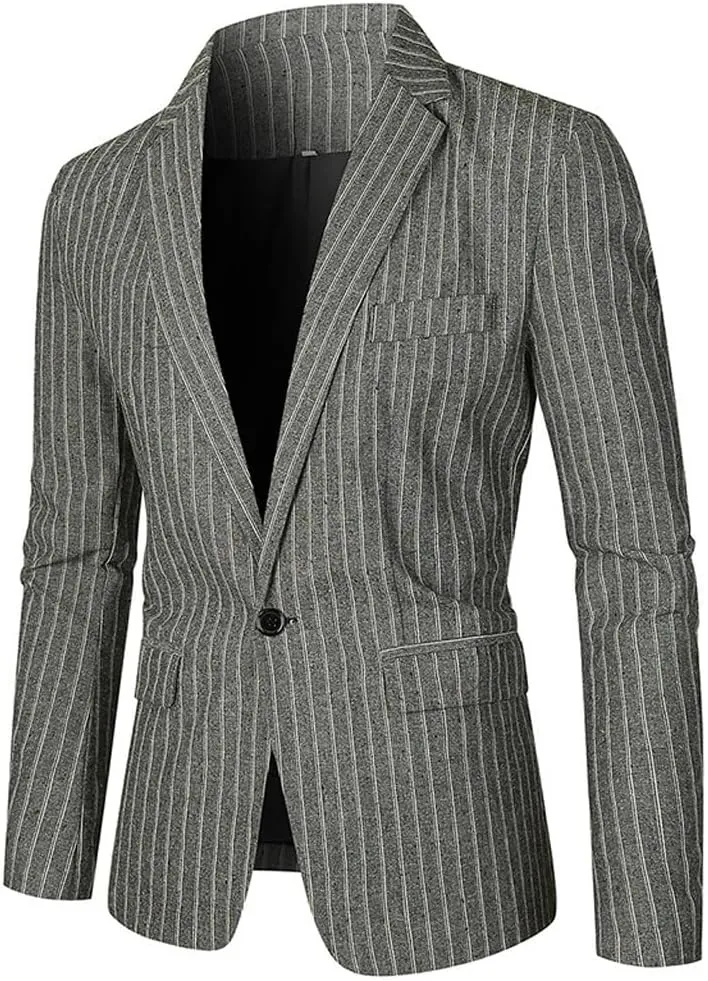 Large Men's Suit Jacket Casual Suit Slim Fit Button Lapel Suit Top(Medium)