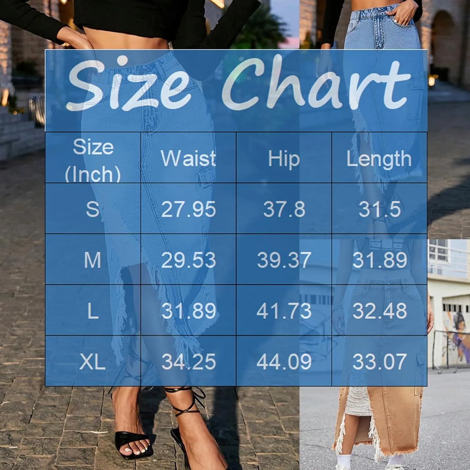 lcyhony Jean Skirts for Women Denim Y2k High Waist Frayed Long Skirts Casual Sexy Bodycon Side Slit Pencil Skirt with Pockets