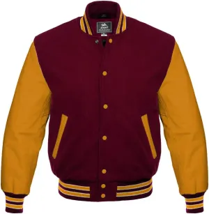 Letterman Baseball Varsity Jackets Gold Leather 8 wool Colors