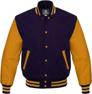 Letterman Baseball Varsity Jackets Gold Leather 8 wool Colors