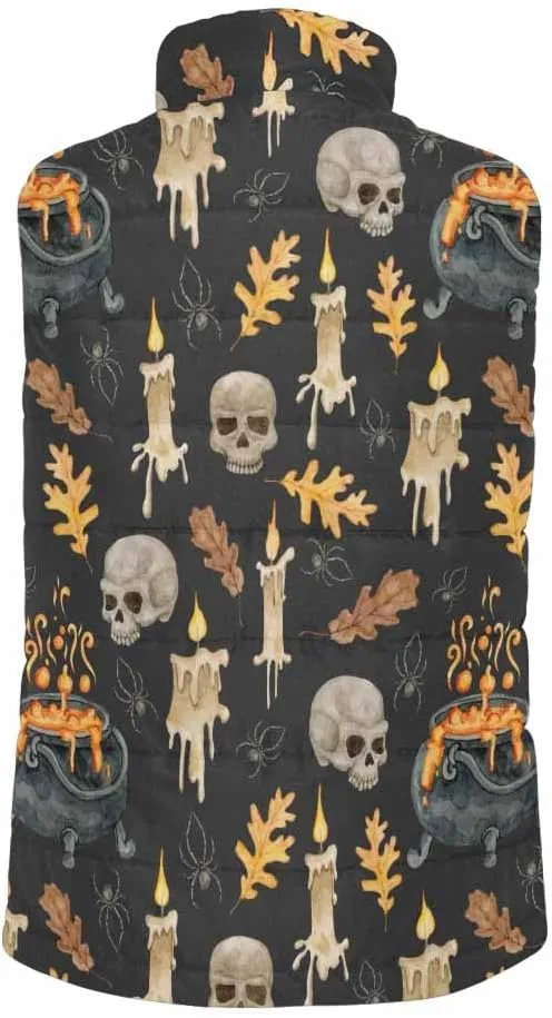 Lightweight Vest Men Halloween With Spooky Ghost Golf Vest Outerwear Warm Sleeveless Running Casual Hiking Vests