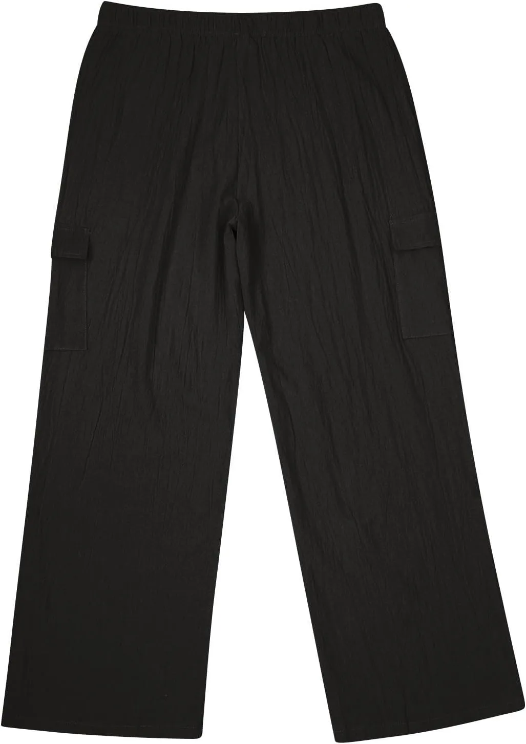 Linen Cargo Pants Men's Lightweight Soft Wide Leg Sweatpants Summer Loose Fit Drawstring Solid Joggers Daily Workout Trousers