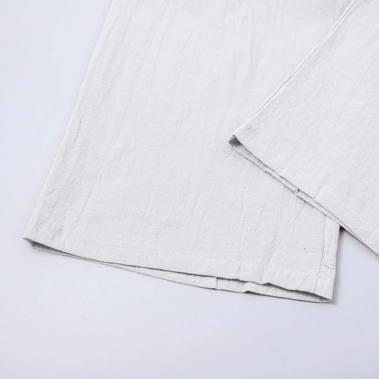Linen Cargo Pants Men's Lightweight Soft Wide Leg Sweatpants Summer Loose Fit Drawstring Solid Joggers Daily Workout Trousers