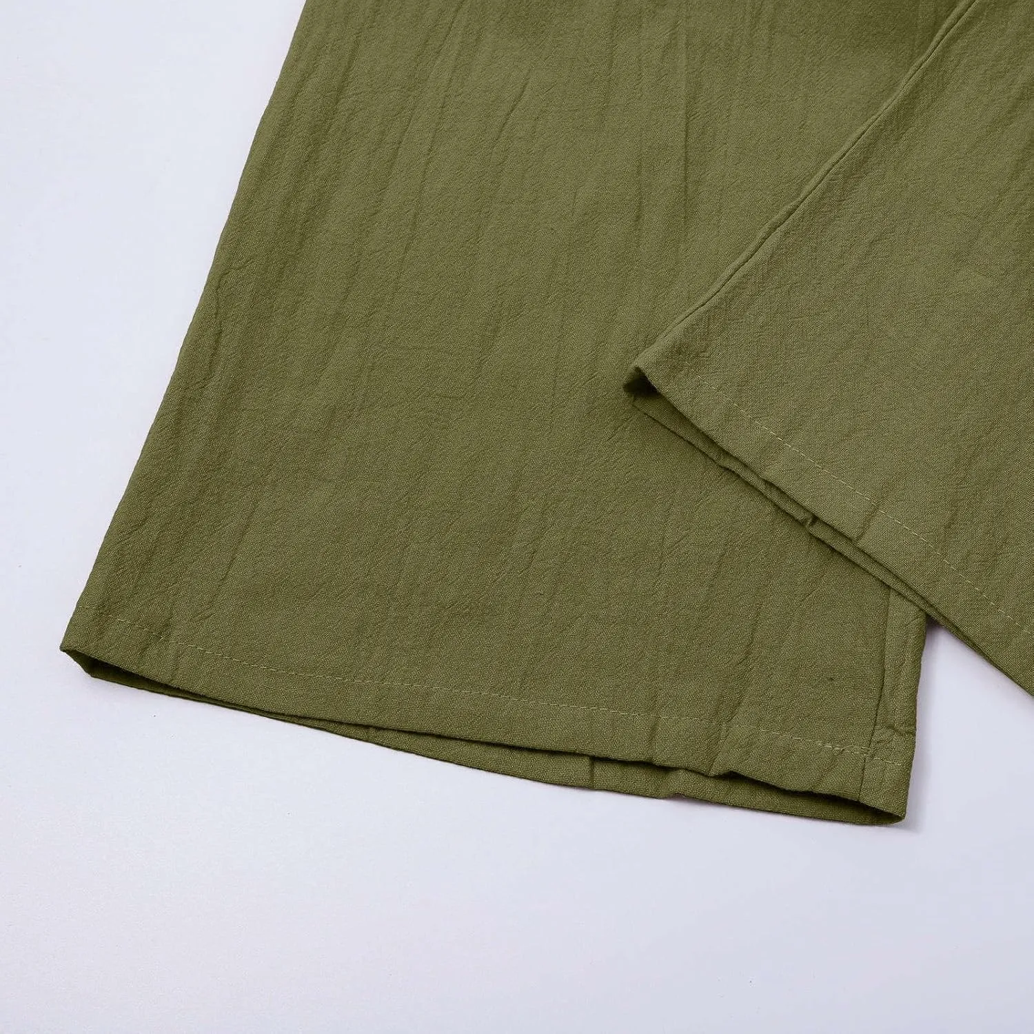 Linen Cargo Pants Men's Lightweight Soft Wide Leg Sweatpants Summer Loose Fit Drawstring Solid Joggers Daily Workout Trousers
