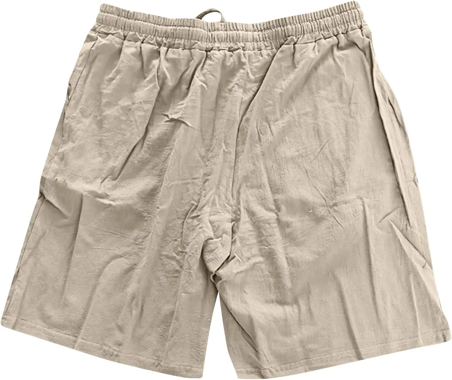 Linen Shorts for Men Elastic Waisted Drawstring Summer Shorts Lightweight Relaxed Fit Beach Short Pants with Pockets
