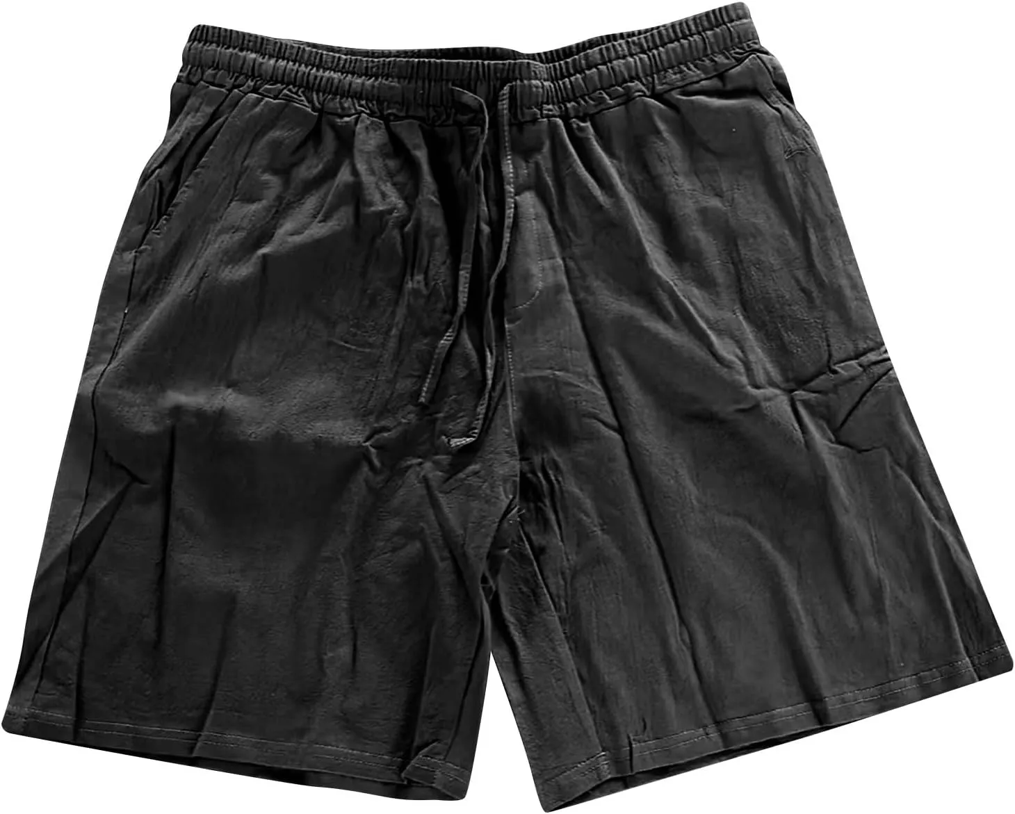 Linen Shorts for Men Elastic Waisted Drawstring Summer Shorts Lightweight Relaxed Fit Beach Short Pants with Pockets