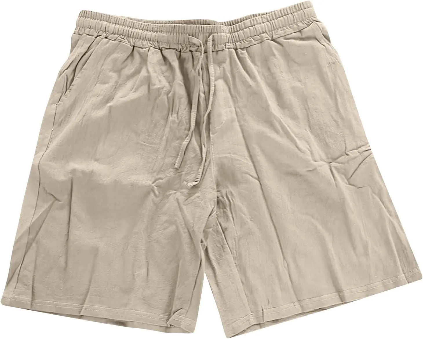 Linen Shorts for Men Elastic Waisted Drawstring Summer Shorts Lightweight Relaxed Fit Beach Short Pants with Pockets