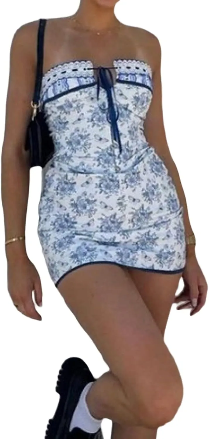 lisenraIn Women Strapless Tube Dress Y2k Off Shoulder Short Tube Dress Summer Sexy Going Out Mini Dress Party Clubwear