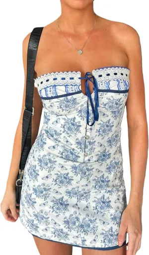 lisenraIn Women Strapless Tube Dress Y2k Off Shoulder Short Tube Dress Summer Sexy Going Out Mini Dress Party Clubwear