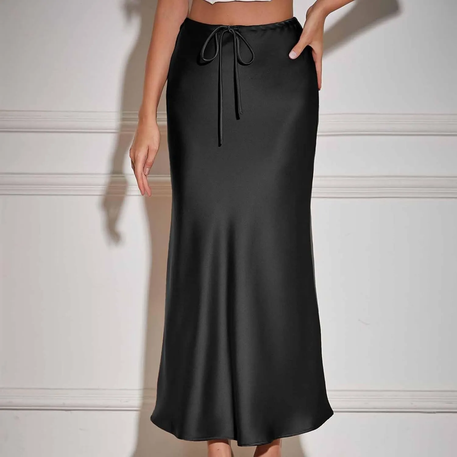 Lmdudan Womens Maxi Skirts Long Skirt for Women High Waist Maxi Dresses 2024 Summer Drawstrings Festival Clubwear Skirts