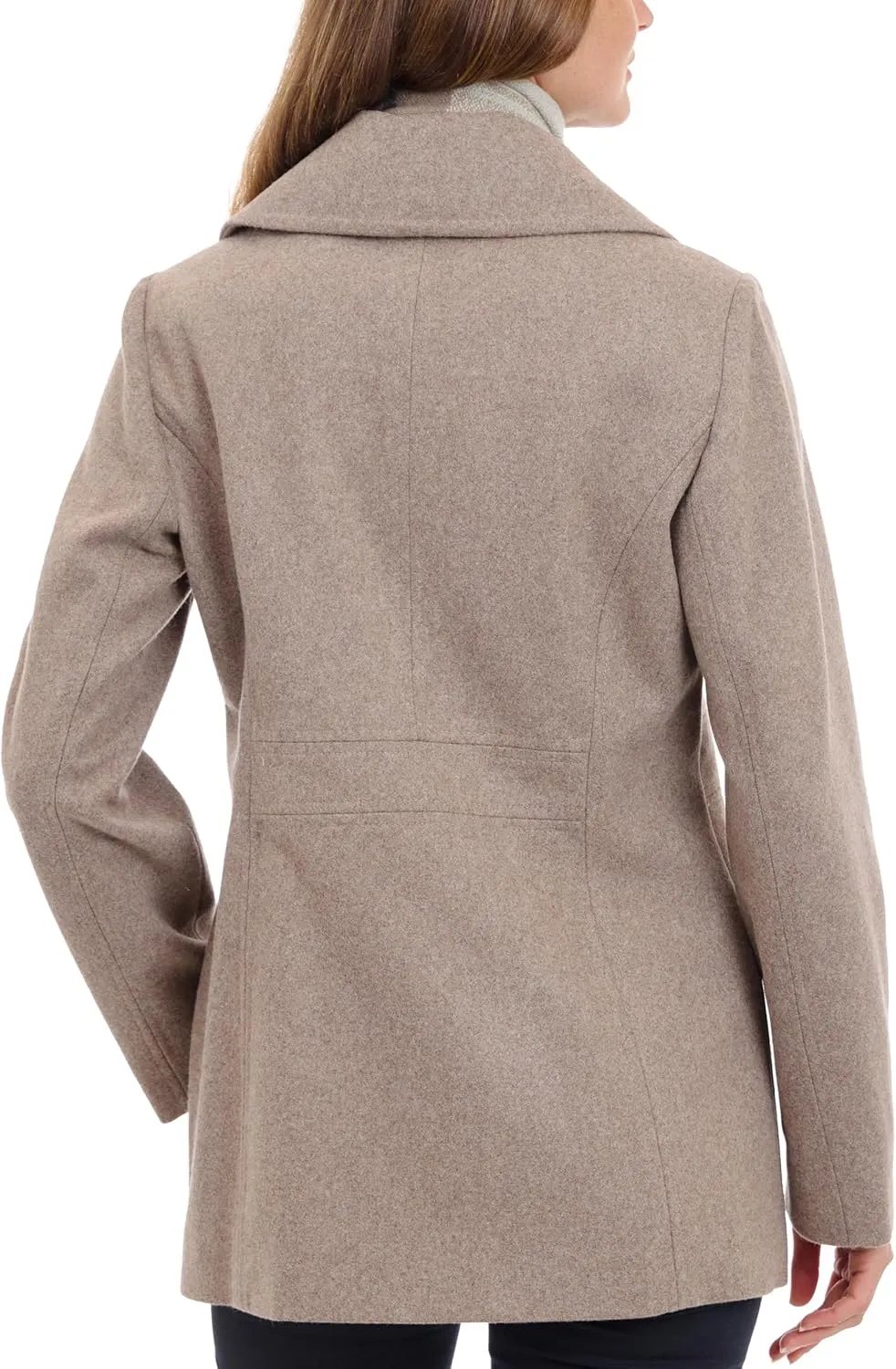 LONDON FOG Women's Double Breasted Peacoat with Scarf